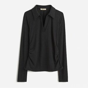 Madewell Side-Cinch Long-Sleeve Polo Top